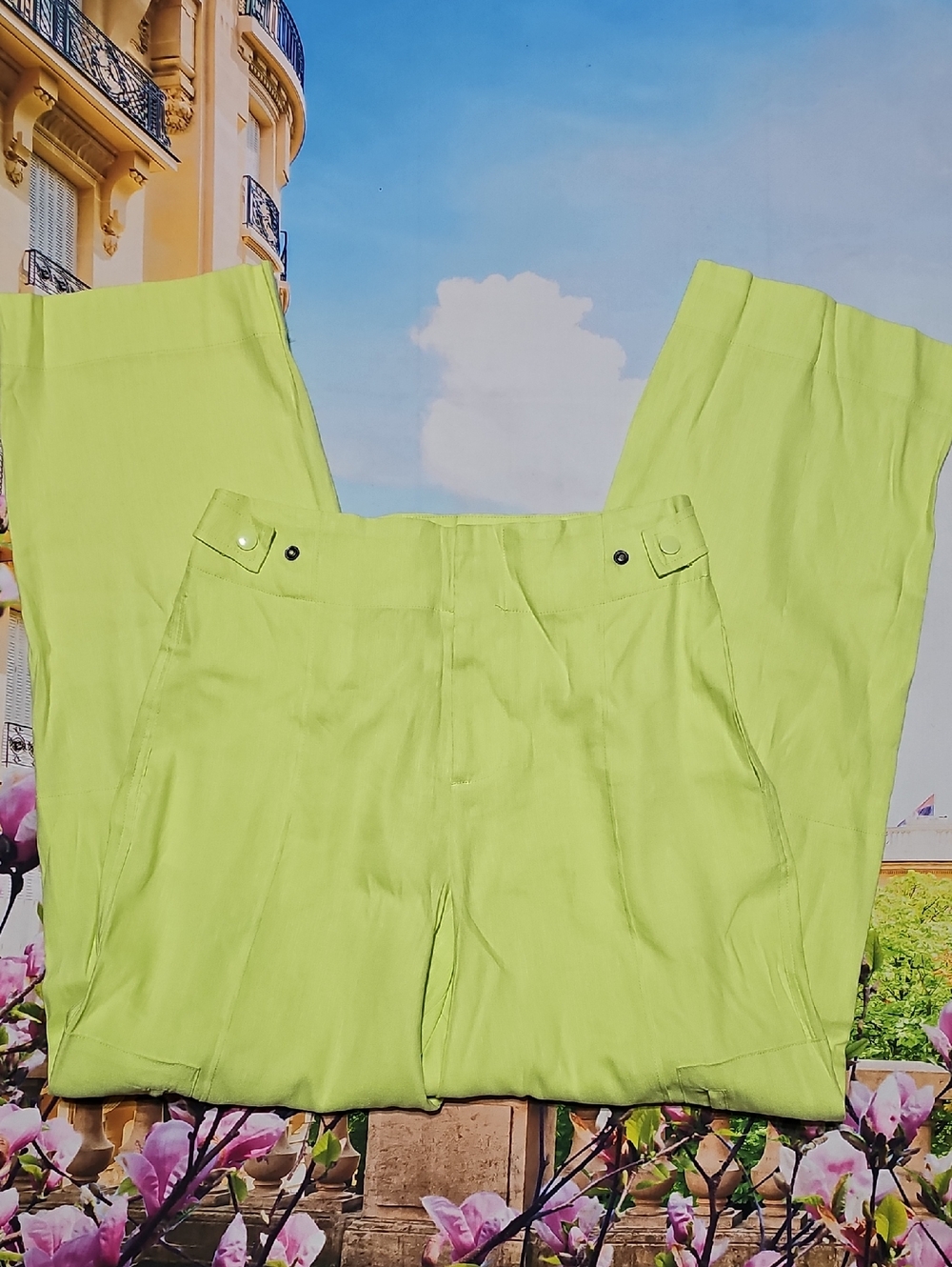 Jason Wu High Waist Cargo Lime Pants Trousers Size Small‎